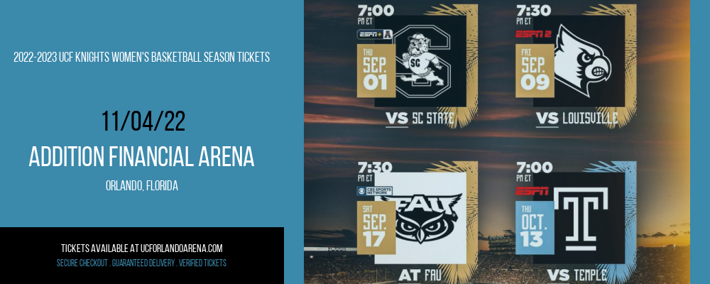2022-2023 UCF Knights Women's Basketball Season Tickets at Addition Financial Arena tickets 2022-2023 UCF Knights Women's Basketball Season Tickets at Addition Financial Arena